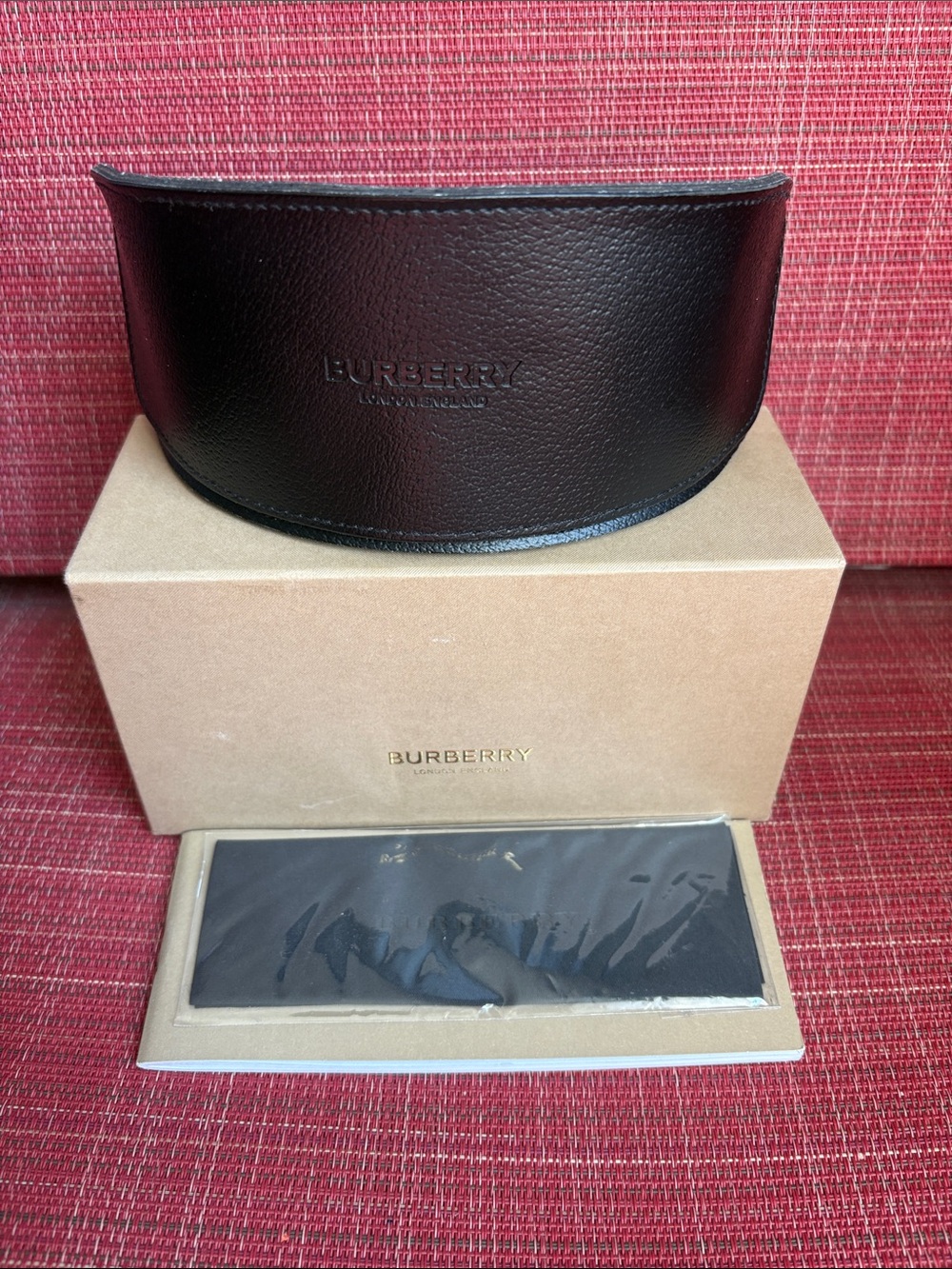Burberry Black Pebbled Leather Sunglasses Case